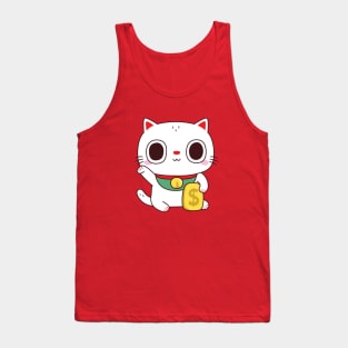 Cute Maneki Neko Fortune Money Cat Tank Top